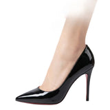 Louboutin-style red bottom shoes exportcl red bottom high heels women's stiletto pointed black patent leather flatsfashion style sexy single women's genuine leather