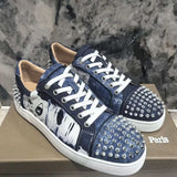 Louboutin-style red bottom shoes europeancl red bottom shoes d trendy men's shoes breathable flats sneakers rivets casualeasiest for matchfashion