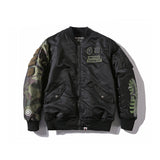 Shark Print Coat Autumn And Winter Fashion Brand Camouflage Sleeve Thickened Men'S Casual Cotton-Padded Clothes Coat