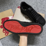 Louboutin-style red bottom shoes export europe station cl red bottom shoes electric embroidery low top high top men's shoes red bottom couple trendy rivets casualtie back