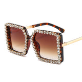 Trendy punk glasses diamond-encrusted uv protection