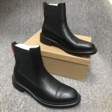 Louboutin-style red bottom shoes european high-top rivets clexport british men leather boots chelsea boots short boots hair stylist boots leather shoes