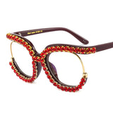 Trendy punk glasses diamond sunglasses
