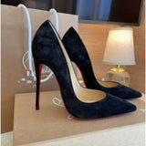 Louboutin-style red bottom shoes exportcl red bottom high heels women's stiletto pointed patent leather flatsfashionsexy style fashionflats