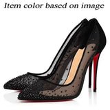 Louboutin-style red bottom shoes ballet shoes dance shoes european station cl french one-word celebrity elegant rhinestone sexy red bottom export high heels