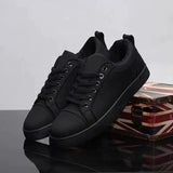 Louboutin-style red bottom shoes - european edition: premium leather cl letter red sole black sneakers - trendy spring/autumn casual shoes for men