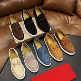 Louboutin-style red bottom shoes european station red bottom soft leather pedals fashion business loafers can clexport rivet men's shoes