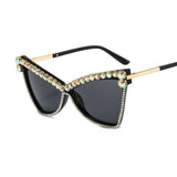 Trendy punk glasses cat eye diamond uv protection