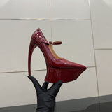 Louboutin-style red bottom shoes clcm high heels fashion model catwalk curved heels women's petites pointed toe waterproof platform red