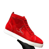 Louboutin-style red bottom shoes european station rivets cl red bottom shoes black velvet nails suede high-top hot diamond shoes fashiontrendyeasiest for match sneakers pure original