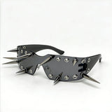Trendy punk glasses spike all-in-one frameless