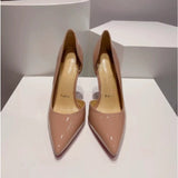 Louboutin-style red bottom shoes fashionclassy style side empty cl red bottom side empty high heels sexy pointed toe flats single shoes stiletto shoes women's shoes