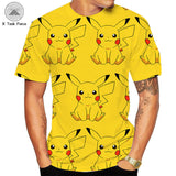 Men and Women Pokemon Pikachu T Shirt Summer Men's Short Sleeve round Neck T-shirt