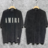 Amiri washed t-shirt letter small spider printing short sleeves