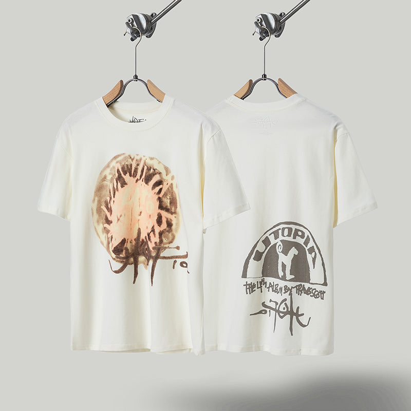 Travis Scott T Shirts Cactus Jack x Utopia Utopia joint model bud limited edition short sleeve