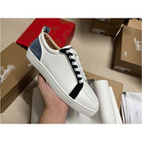 Louboutin-style red bottom shoes european cl style gridsmen's shoes cowhide rivets hot diamond low-top red bottom shoes couple sneakers casualeasiest for match