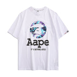 A Bath Ape Print T Shirt Casual Fashion Shark Print  Cotton Sports