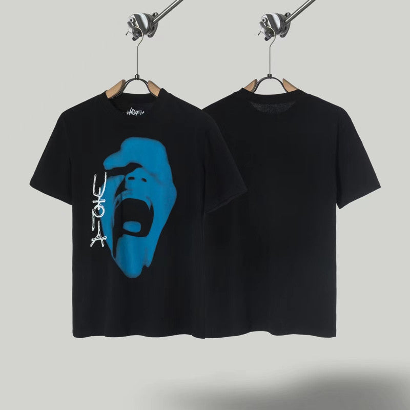 Travis Scott T Shirts Cactus Jack x Utopia Utopia joint crying blue face short sleeve
