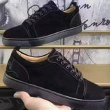Louboutin-style red bottom shoes genuine leather classycl red bottom shoes black velvet glossy low-top sneakers accessible luxurytrendycasual men's shoes