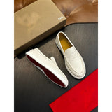 Louboutin-style red bottom shoes cl red bottom genuine leather loafers men business casual slip-on shoes easiest for matchplaid slip-on men's shoes