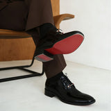 Louboutin-style red bottom shoes genuine leather men derby shoes cl patent leather red bottom shoes tie backcasual leather shoes height increasing groom wedding shoes