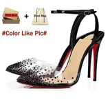 Louboutin-style red bottom shoes popular anchor cl studded red bottom shoes pointed toe cm high heels autum work export style women's shoes