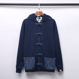 Shark Print Hoodie Autumn Men'S Shark Head Denim Zipper Sweater Coat