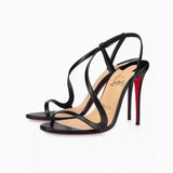 Louboutin-style red bottom shoes export new year; cl red bottom snake-shaped one-strap high-heeled sandals for women with round toe and ultra-high heels factory direct sales