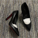 Louboutin-style red bottom shoes european station cl red bottom high heels pointed toe super high heel stiletto spring & fallflats women's shoes flatsexportplus size shoes