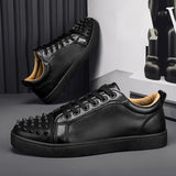 Louboutin-style red bottom shoes mencl red bottom rivet casual shoes casual social boy sneakers fashiontrendy real microfiber leather shoes white shoes