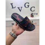 Louboutin-style red bottom shoes fashionexportcl red bottom rivets men's slippers summertrendy flip-flops lightweight non-slip beach shoes cool flip-flops