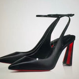Louboutin-style red bottom shoes popular anchor cl studded red bottom shoes pointed toe cm high heels autum work export style women's shoes