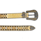 Hip-hop punk rhinestone belt unisex pin buckle easiest for match
