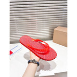 Louboutin-style red bottom shoes european station cl men's shoes red bottom rivets non-slipflats flat heel flip-flops beach flip-flops outdoor casualcouple