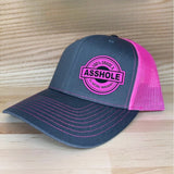 Trendy flat brimmed hat leather label mesh hat