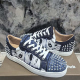 Louboutin-style red bottom shoes europeancl red bottom shoes d trendy men's shoes breathable flats sneakers rivets casualeasiest for matchfashion