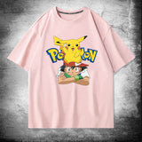 Men and Women Pokemon Pikachu T Shirt Cotton Short Sleeve T-shirt