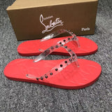 Louboutin-style red bottom shoes clmen women's rivet flip-flops fashionnon-slipoutwear beach shoes trendy slippers one piece