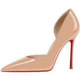 Louboutin-style red bottom shoes side hollow cl red bottom side hollow high heels sexy pointed toe flats single shoes stiletto heels women's shoes