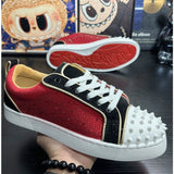 Louboutin-style red bottom shoes europeancl rivetstrendy men's shoes red bottom sneakersfashioneasiest for matchbest selling breathable casual shoes