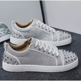 Louboutin-style red bottom shoes europeancl rivetstrendy men's shoes red bottom sneakersfashioneasiest for matchbest selling breathable casual shoes