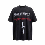 SAINT MICHAEL Vintage T Shirt FALSE PERCEPTION x Marilyn Manson Lightning Vintage Short Sleeve