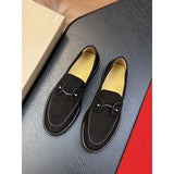 Louboutin-style red bottom shoes european station red bottom soft leather pedals fashion business loafers can clexport rivet men's shoes