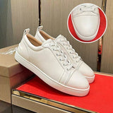 Louboutin-style red bottom shoes european station export model: cl red bottom studded shoes embroider men's sneakers black casualcouple model