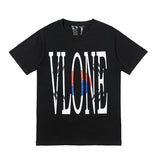 Vlone T Shirts Printed Short Sleeve T-shirt for Men and Women Hip Hop Loose Large V Half Sleeve