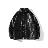 Shark Print Coat Spring And Autumn Fashion Brand Leather Jacket Youth Fashion Leather Jacket