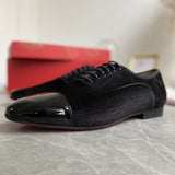 Louboutin-style red bottom shoes embroidered shoes fashioneasiest for matchcasual business thick sole glossy gentleman leather shoes red bottom wedding cl men's shoes