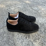 Louboutin-style red bottom shoes exportacl red bottom shoes rivets men's toe nails clcouple women's shoes rhinestone casualtrendy sneakers