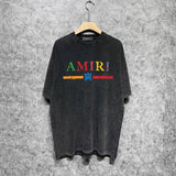 Amiri Washed Distressed T Shirt Printed Trendy Pure Cotton