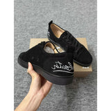 Louboutin-style red bottom shoes european station cl rivet shoes casual sneakers sneakers fashioneasiest for match loafers genuine leather shoes